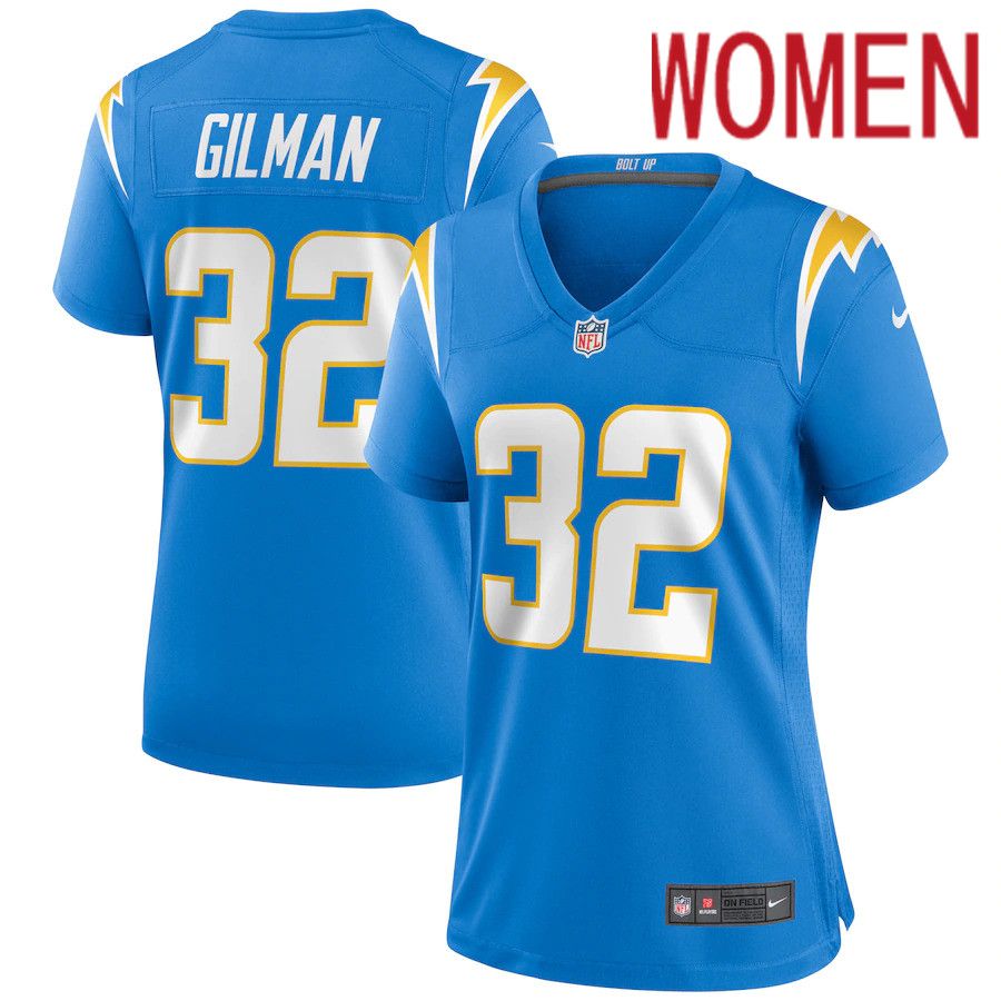 Women Los Angeles Chargers #32 Alohi Gilman Nike Powder Blue Game NFL Jersey->women nfl jersey->Women Jersey
